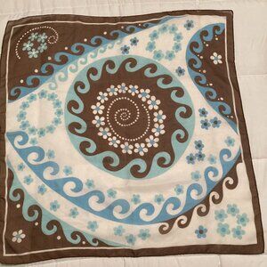 1980's Italian  blue, brown and white scarf